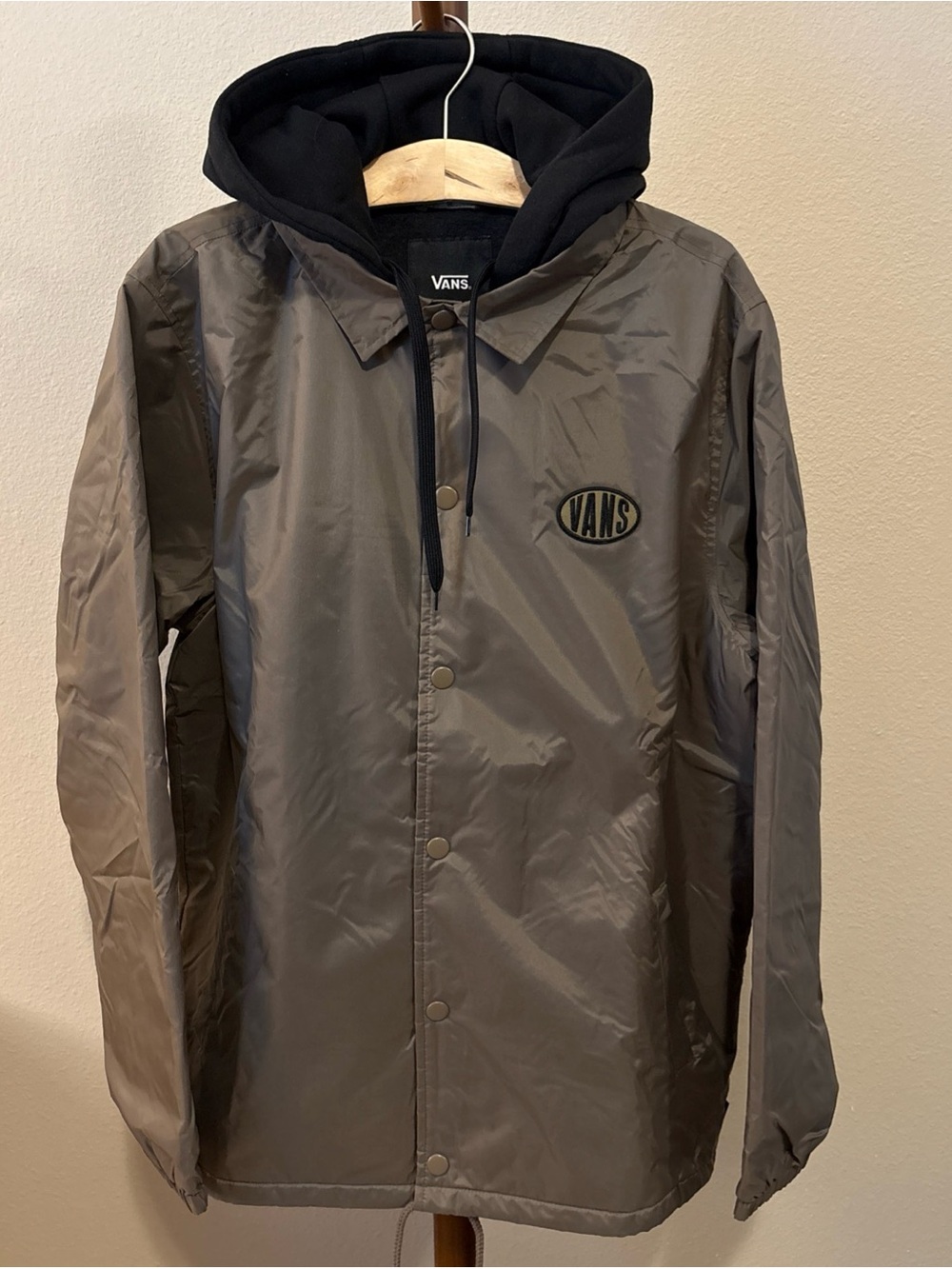 Vans Men’s Gray Windbreaker Jacket with Black Hood